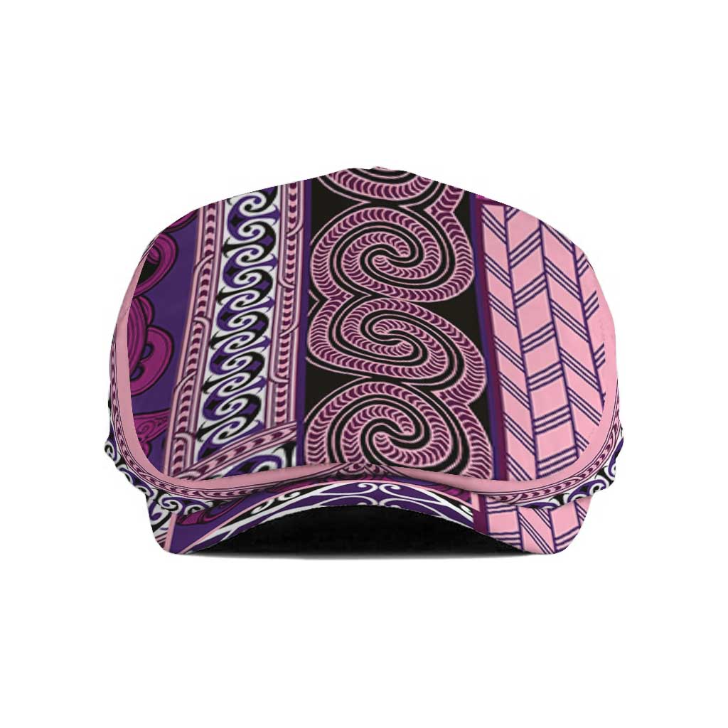Pink Aotearoa Kowhaiwhai Pattern Jeff Hat NZ Maori Quilt Style - Polynesian Pride