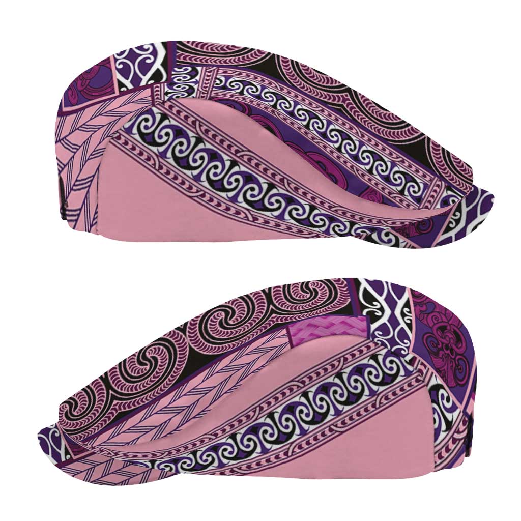 Pink Aotearoa Kowhaiwhai Pattern Jeff Hat NZ Maori Quilt Style - Polynesian Pride