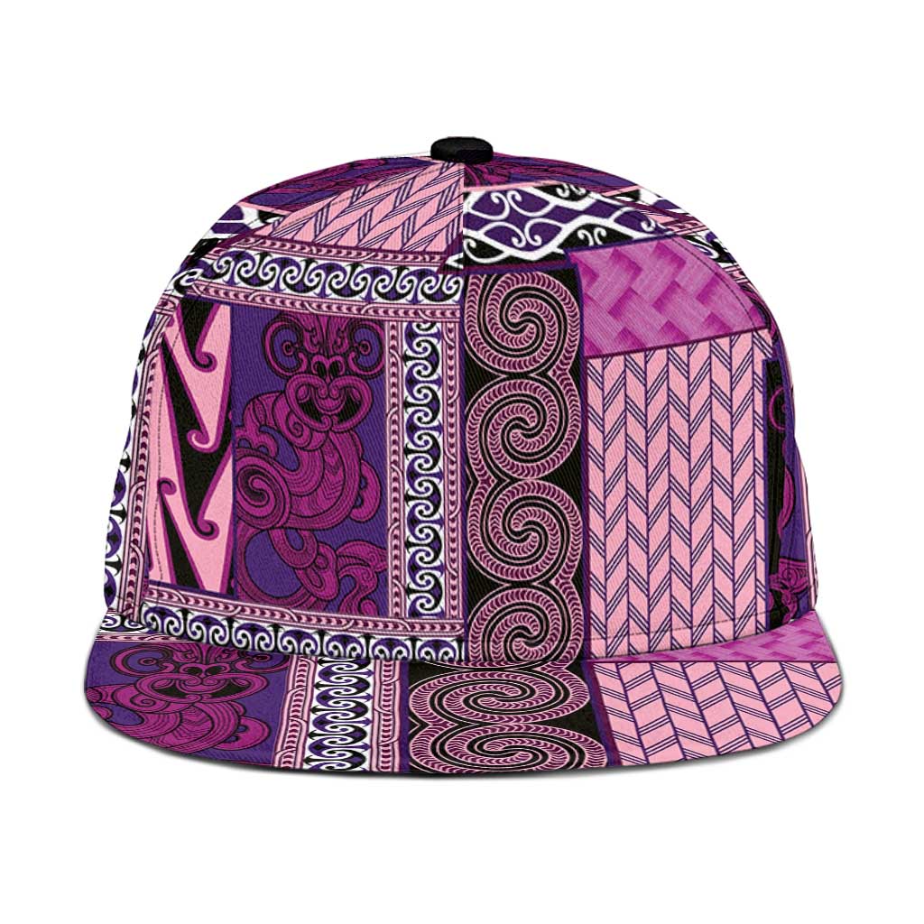 Pink Aotearoa Kowhaiwhai Pattern Snapback Cap NZ Maori Quilt Style - Polynesian Pride