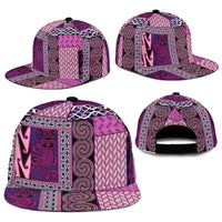 Pink Aotearoa Kowhaiwhai Pattern Snapback Cap NZ Maori Quilt Style - Polynesian Pride