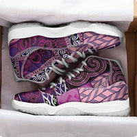 Pink Aotearoa Kowhaiwhai Pattern Sneakers J11 NZ Maori Quilt Style - Polynesian Pride