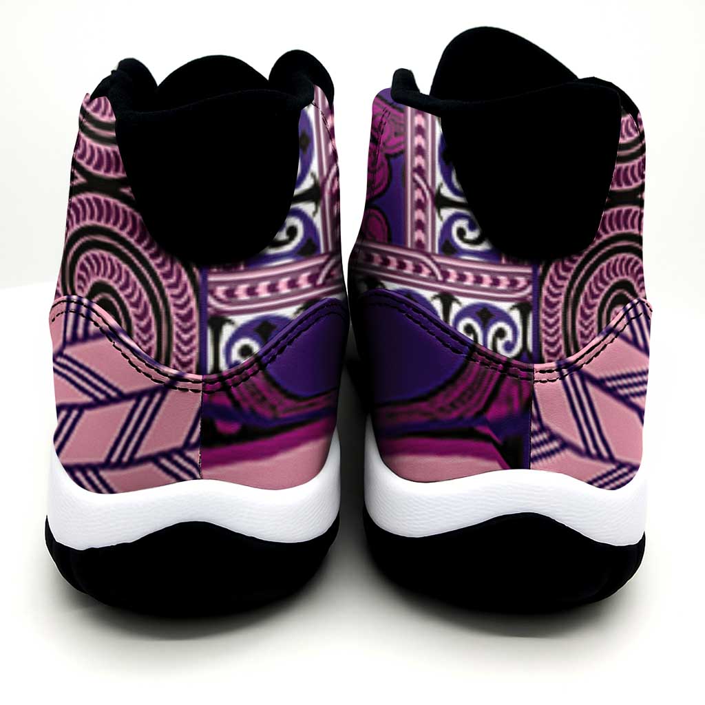 Pink Aotearoa Kowhaiwhai Pattern Sneakers J11 NZ Maori Quilt Style - Polynesian Pride