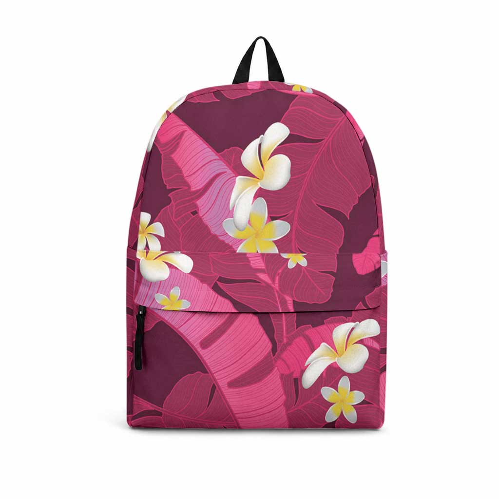 Pink Banana Leaf Hawaii Backpack Lau Maia Plumeria Tropical Summer Vibes