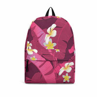 Pink Banana Leaf Hawaii Backpack Lau Maia Plumeria Tropical Summer Vibes