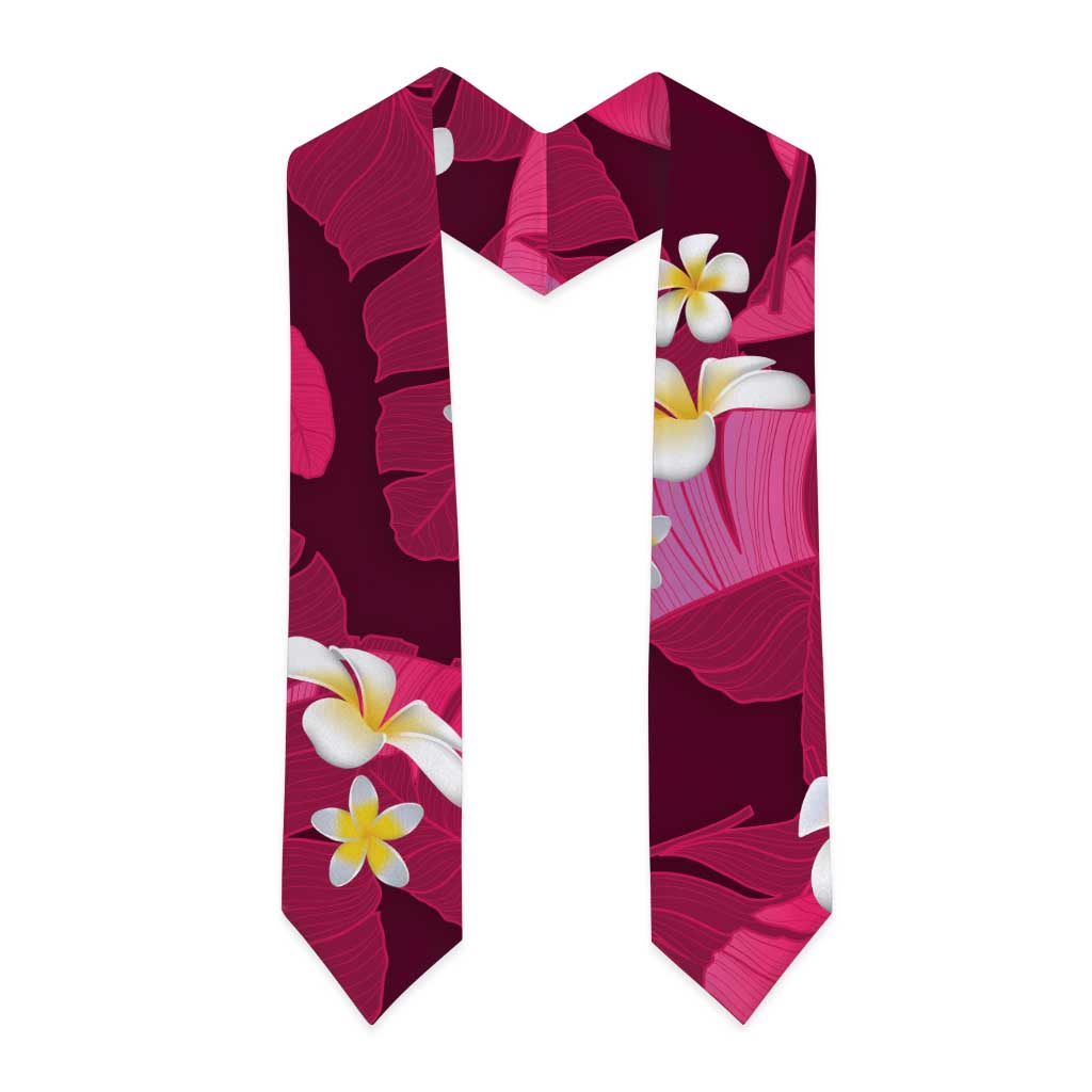 Pink Banana Leaf Hawaii Graduation Stole Lau Maia Plumeria Tropical Summer Vibes