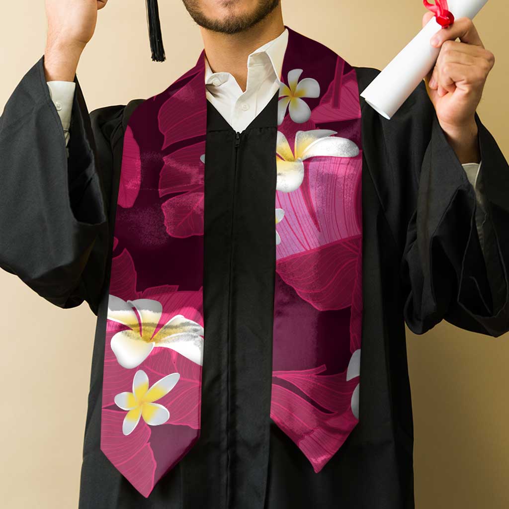 Pink Banana Leaf Hawaii Graduation Stole Lau Maia Plumeria Tropical Summer Vibes