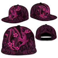 Pink Black Aloha Hawaii Snapback Cap Polynesian Shark Tattoo With Plumeria - Polynesian Pride