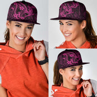 Pink Black Aloha Hawaii Snapback Cap Polynesian Shark Tattoo With Plumeria - Polynesian Pride