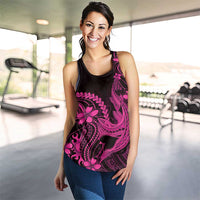 Pink Black Aloha Hawaii Women Racerback Tank Polynesian Shark Tattoo With Plumeria - Polynesian Pride