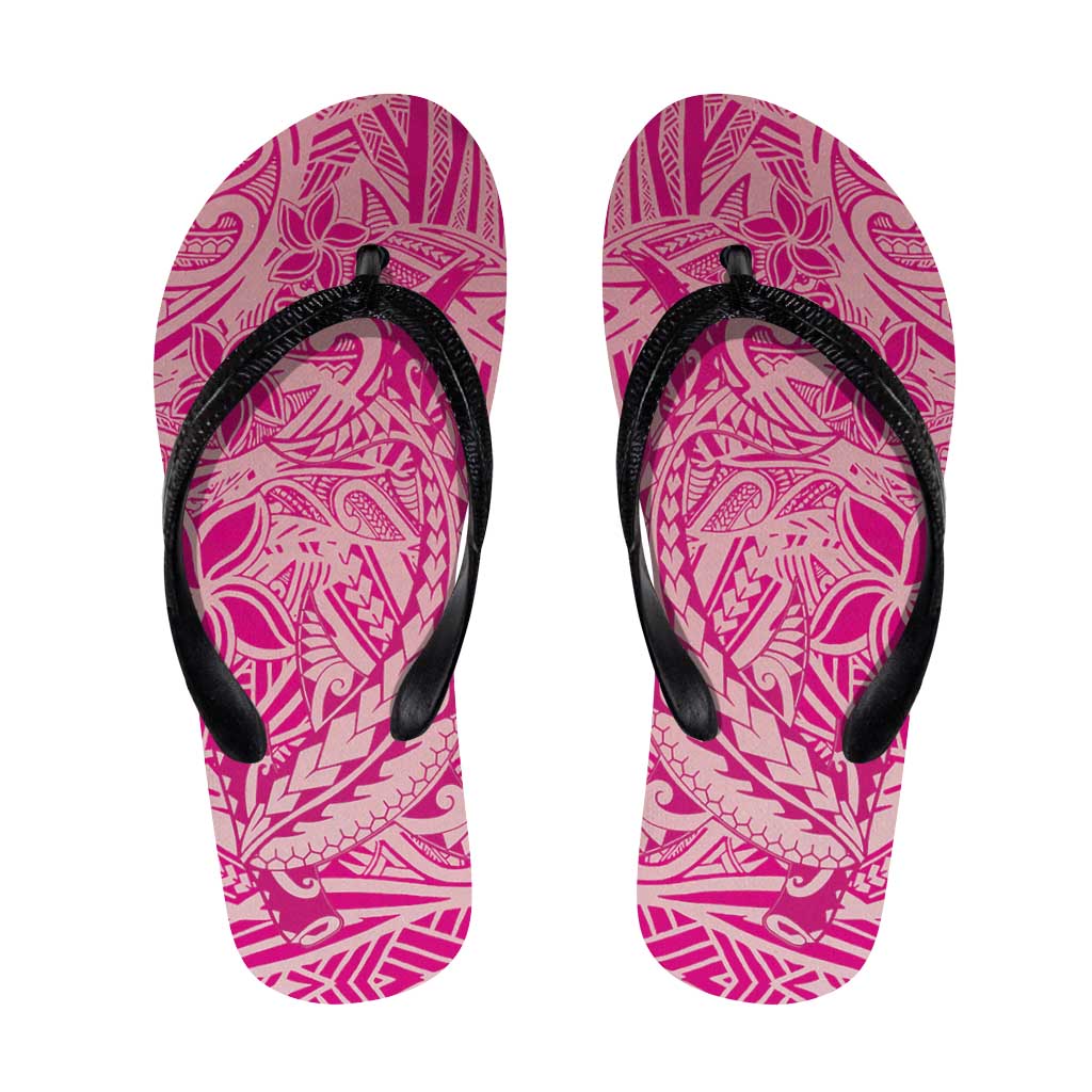 Pink Gradient Polynesia Flip Flops Hawaiian Tribal Hammerhead Shark Tattoo - Polynesian Pride