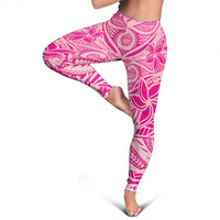 Pink Gradient Polynesia Leggings Hawaiian Tribal Hammerhead Shark Tattoo - Polynesian Pride