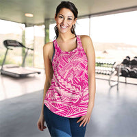 Pink Gradient Polynesia Women Racerback Tank Hawaiian Tribal Hammerhead Shark Tattoo - Polynesian Pride
