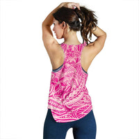 Pink Gradient Polynesia Women Racerback Tank Hawaiian Tribal Hammerhead Shark Tattoo - Polynesian Pride