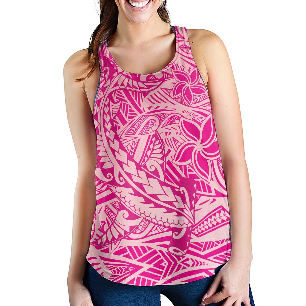 Pink Gradient Polynesia Women Racerback Tank Hawaiian Tribal Hammerhead Shark Tattoo - Polynesian Pride