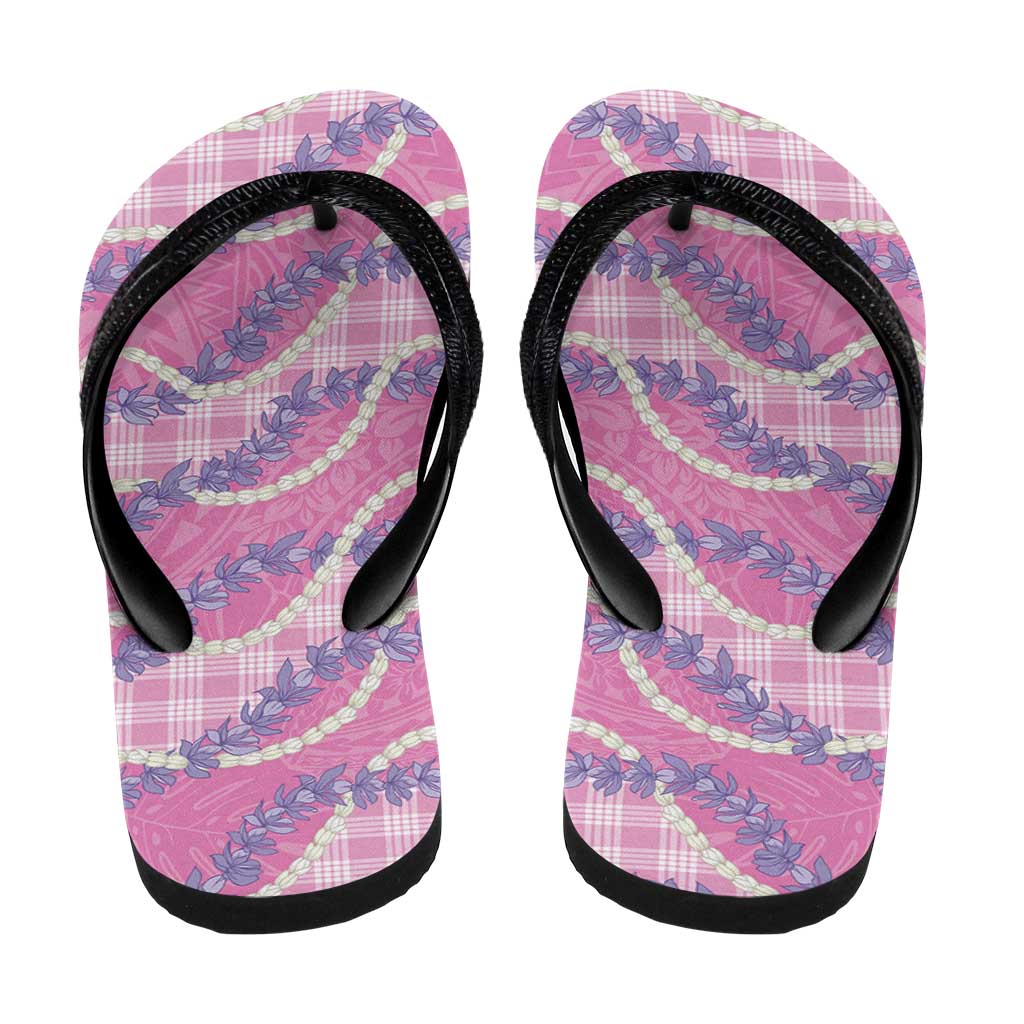 Pink Hawaii Palaka Honohono Pikake Flip Flops Hawaiian Orchid Lei Polynesian Pattern - Polynesian Pride