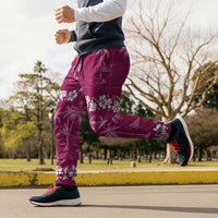 Pink Hawaii Palm Tree Hibiscus Jogger Pants Fantasy Summer Vibe
