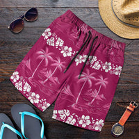 Pink Hawaii Palm Tree Hibiscus Shorts for Men Fantasy Summer Vibe