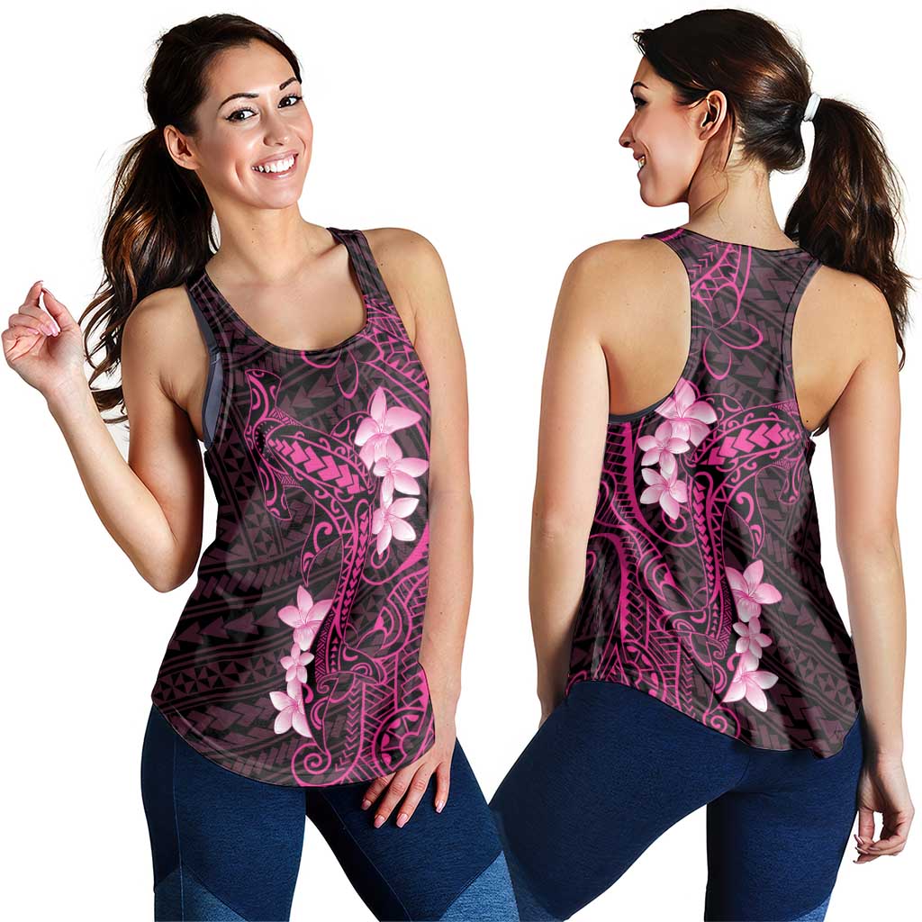 Pink Hawaii Women Racerback Tank Hammerhead Shark Tattoo Curve Polynesian - Polynesian Pride