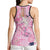 Pink Palaka Crane and Flowers Hollow Tank Top Japan Heritage Spirit - Polynesian Pride