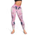 Pink Palaka Crane and Flowers Leggings Japan Heritage Spirit - Polynesian Pride