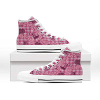 Pink Palaka Hawaii Cowboy High Top Shoes Puakenikeni Lei Paniolo Papale Seamless Vibes - Polynesian Pride