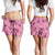 Pink Palaka Hawaii Cowboy Shorts for Women Puakenikeni Lei Paniolo Papale Seamless Vibes - Polynesian Pride