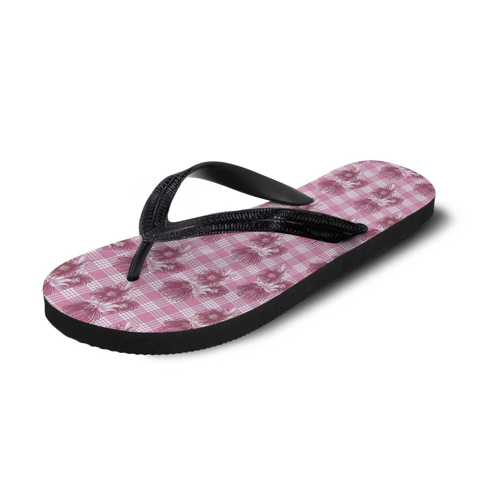 Pink Palaka Hawaii Flip Flops Hawaiian Lehua Blossoms