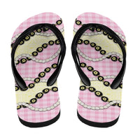 Pink Palaka Hawaii Flip Flops Kukui Nut Pikake Lei Hawaiian Tapa Pattern - Polynesian Pride