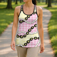 Pink Palaka Hawaii Hollow Tank Top Kukui Nut Pikake Lei Hawaiian Tapa Pattern - Polynesian Pride