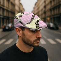 Pink Palaka Hawaii Jeff Hat Kukui Nut Pikake Lei Hawaiian Tapa Pattern - Polynesian Pride