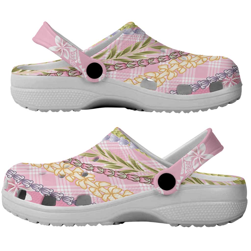 Pink Palaka Hawaii Leis Clogs Shoes Hawaiian-plaid Elegant Tropical Vibes - Polynesian Pride