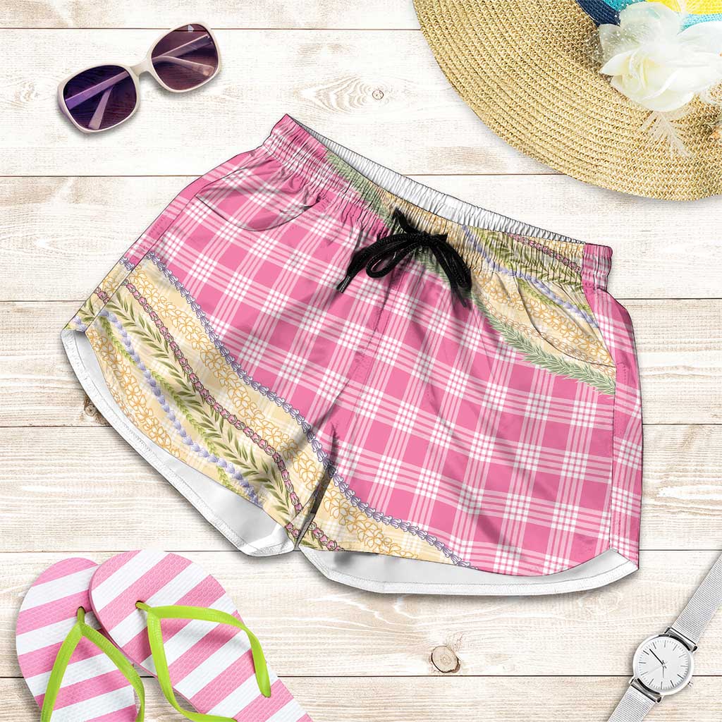 Pink Palaka Hawaii Leis Elegant Vibes Shorts for Women