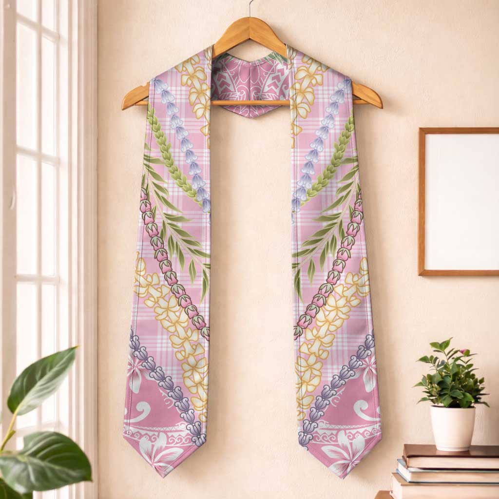 Pink Palaka Hawaii Leis Graduation Stole Hawaiian-plaid Elegant Tropical Vibes - Polynesian Pride