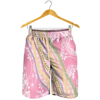 Pink Palaka Hawaii Leis Shorts for Men Hawaiian-plaid Elegant Tropical Vibes - Polynesian Pride