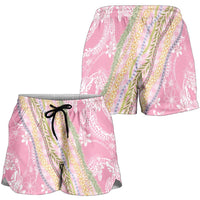 Pink Palaka Hawaii Leis Shorts for Women Hawaiian-plaid Elegant Tropical Vibes - Polynesian Pride