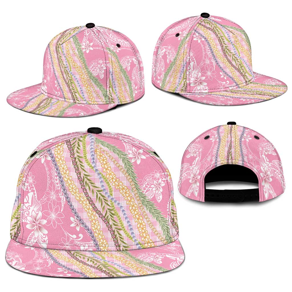 Pink Palaka Hawaii Leis Snapback Cap Hawaiian-plaid Elegant Tropical Vibes - Polynesian Pride