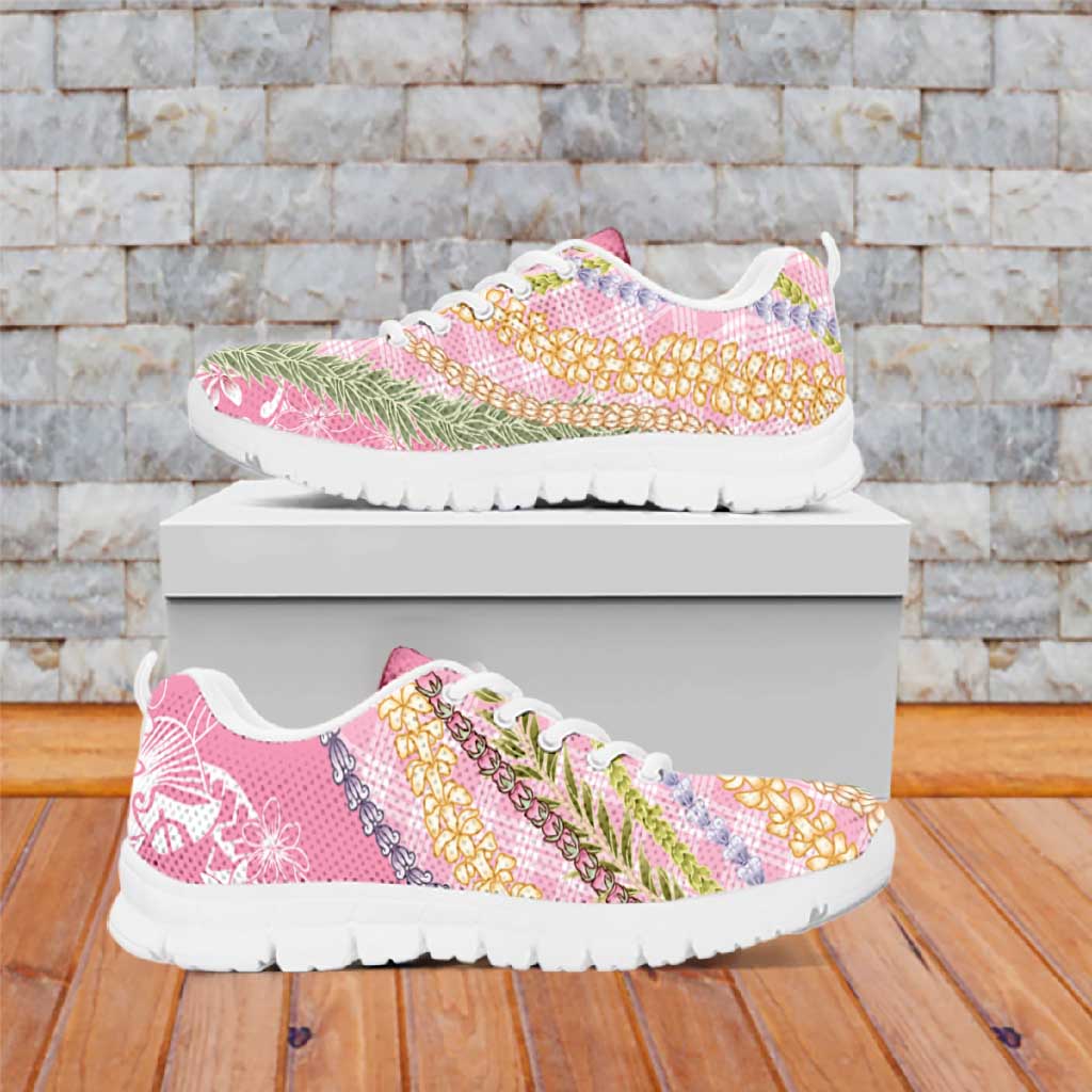 Pink Palaka Hawaii Leis Sneakers Hawaiian-plaid Elegant Tropical Vibes