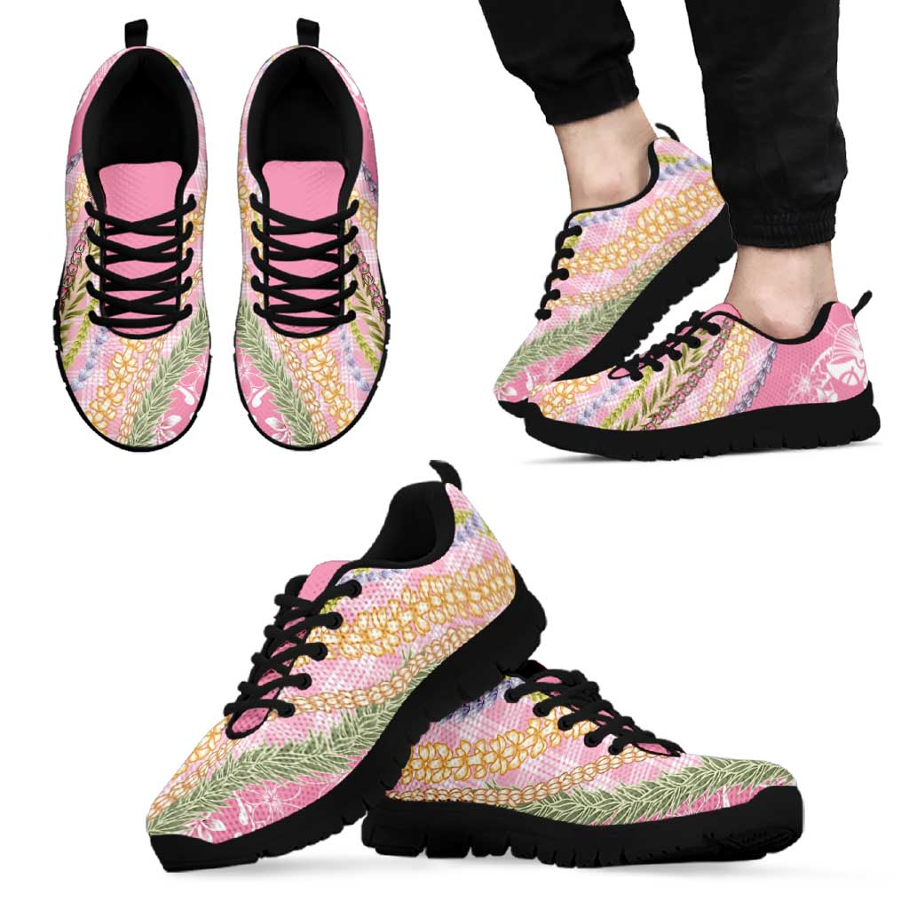 Pink Palaka Hawaii Leis Sneakers Hawaiian-plaid Elegant Tropical Vibes