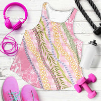Pink Palaka Hawaii Leis Women Racerback Tank Hawaiian-plaid Elegant Tropical Vibes - Polynesian Pride