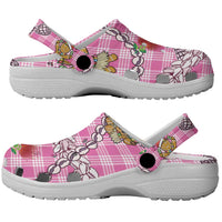 Pink Palaka Hawaii Mele Kalikimaka Clogs Shoes Ohia Lehua Shell Leis Funny Gingerbread Santa - Polynesian Pride