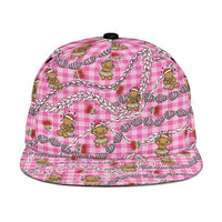 Pink Palaka Hawaii Mele Kalikimaka Snapback Cap Ohia Lehua Shell Leis Funny Gingerbread Santa - Polynesian Pride