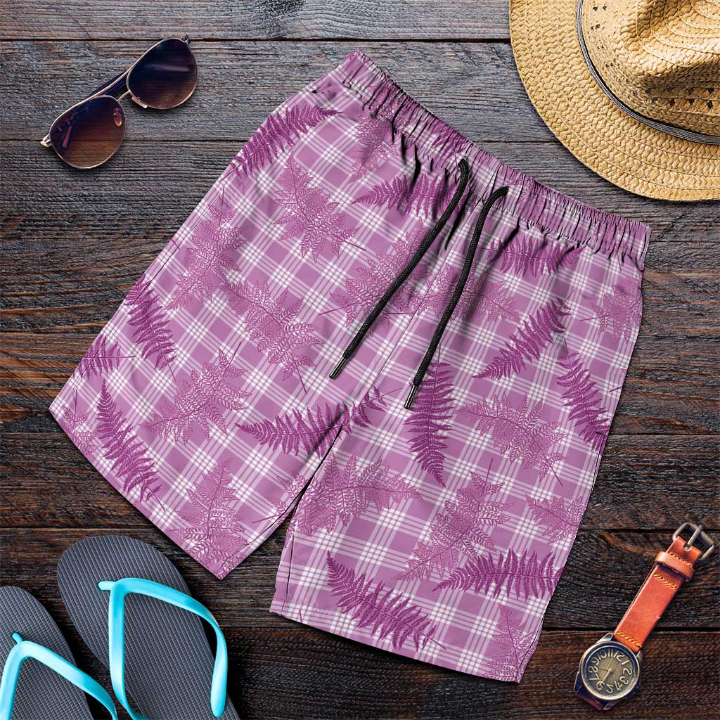 Pink Palaka Hawaii Palapalai Shorts for Men Hawaiian Fern