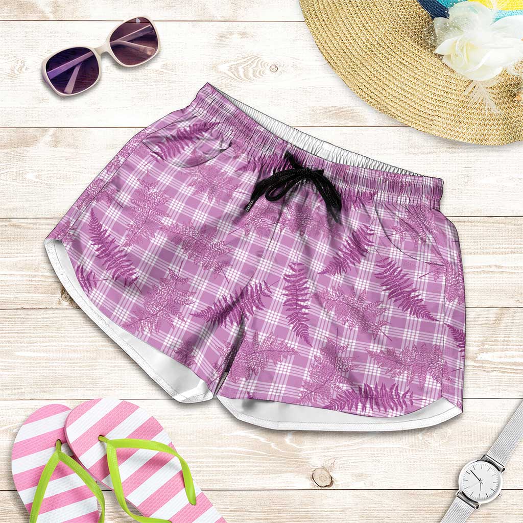 Pink Palaka Hawaii Palapalai Shorts for Women Hawaiian Fern LT14 Pink - Polynesian Pride