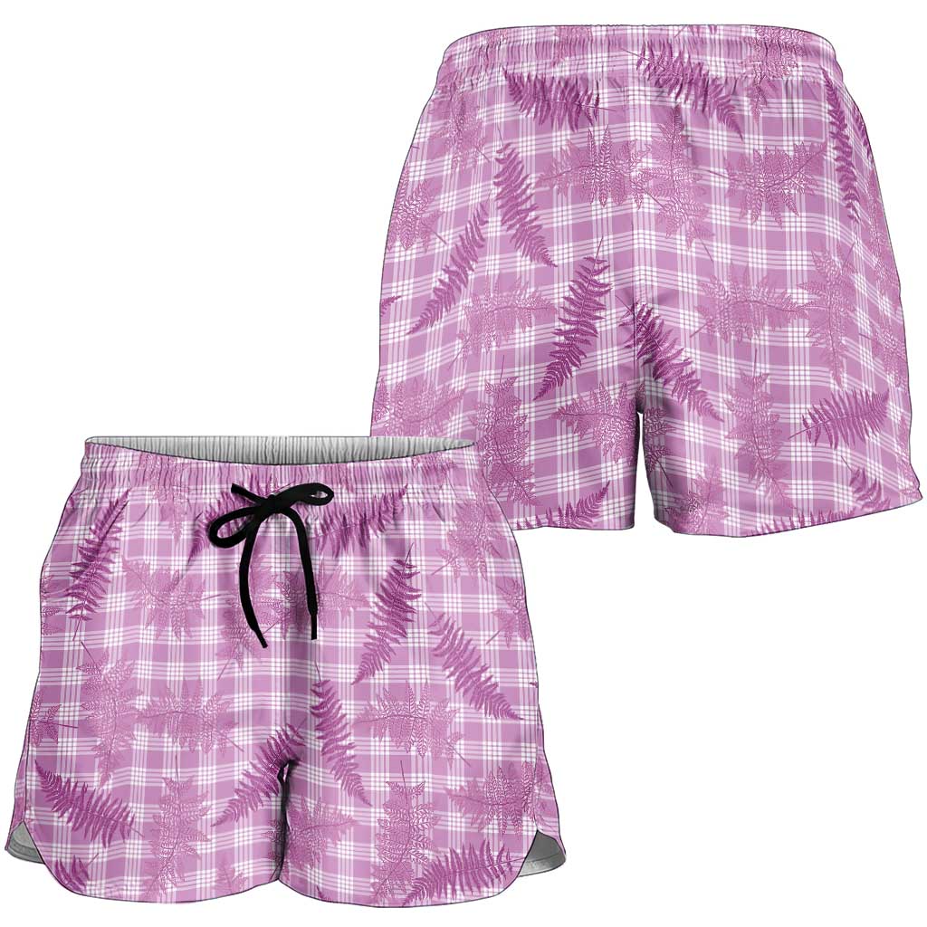 Pink Palaka Hawaii Palapalai Shorts for Women Hawaiian Fern LT14 - Polynesian Pride