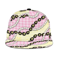 Pink Palaka Hawaii Snapback Cap Kukui Nut Pikake Lei Hawaiian Tapa Pattern - Polynesian Pride
