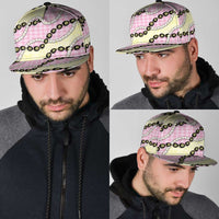 Pink Palaka Hawaii Snapback Cap Kukui Nut Pikake Lei Hawaiian Tapa Pattern - Polynesian Pride