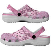 Pink Palaka Japanese Traditional Clogs Shoes Asanoha Seigaiha Sakura Motif - Polynesian Pride