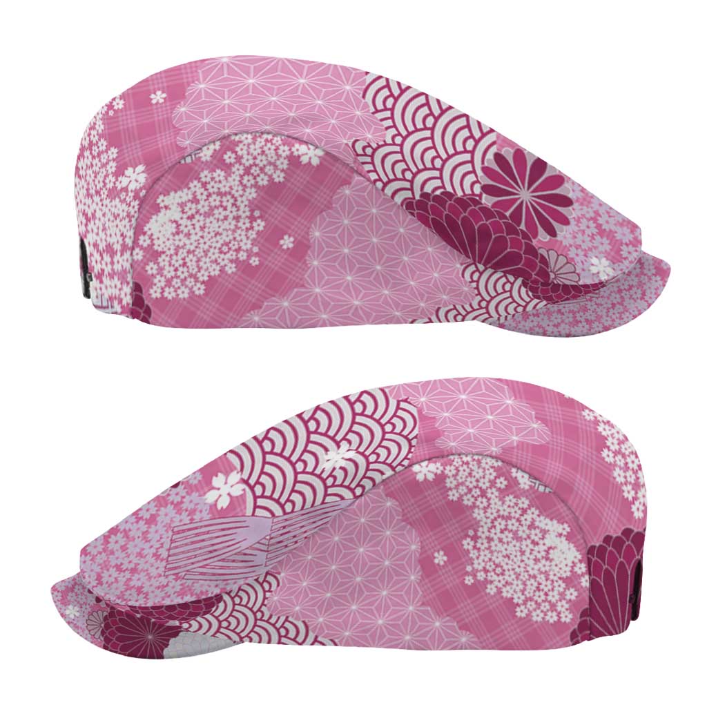 Pink Palaka Japanese Traditional Jeff Hat Asanoha Seigaiha Sakura Motif - Polynesian Pride