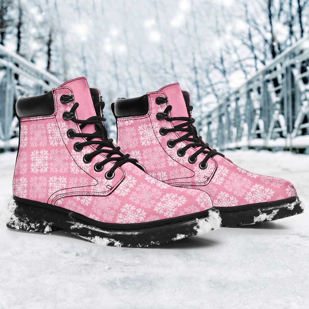 Pink Palaka Quilt Hawaii All Season Boots Traditional Hawaii-plaid Pattern - Polynesian Pride