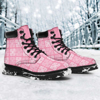 Pink Palaka Quilt Hawaii All Season Boots Traditional Hawaii-plaid Pattern - Polynesian Pride
